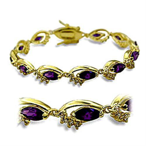 415703 - Brass Bracelet Gold Women AAA Grade CZ Amethyst