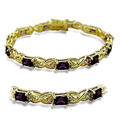 415706 - Brass Bracelet Gold Women AAA Grade CZ Amethyst