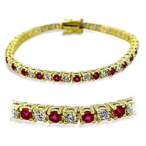 415901 - Brass Bracelet Gold Women Synthetic Ruby