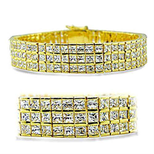 416003 - Brass Bracelet Gold Women AAA Grade CZ Clear