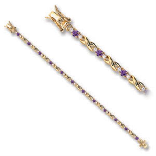 46805 - Brass Bracelet Gold Women AAA Grade CZ Tanzanite