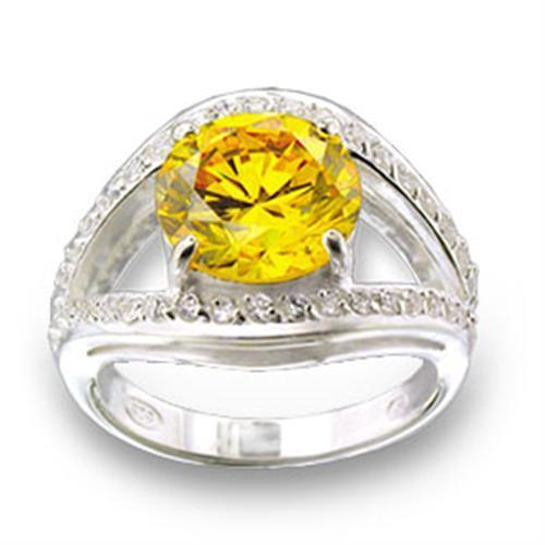 49505 - 925 Sterling Silver Ring High-Polished Women AAA Grade CZ Topaz