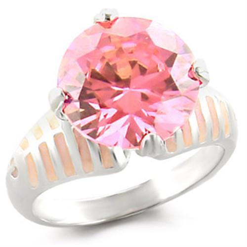 49707 - 925 Sterling Silver Ring High-Polished Women AAA Grade CZ Rose
