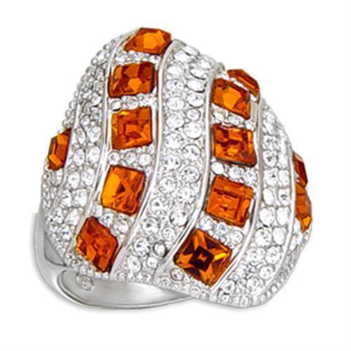 55307 - Brass Ring Rhodium Women Top Grade Crystal Topaz