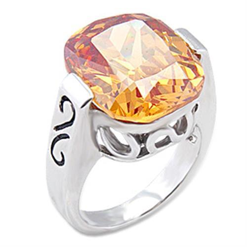 56317 - Brass Ring Rhodium Women AAA Grade CZ Champagne