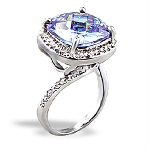 5X012 - Brass Ring Rhodium Women AAA Grade CZ Light Amethyst