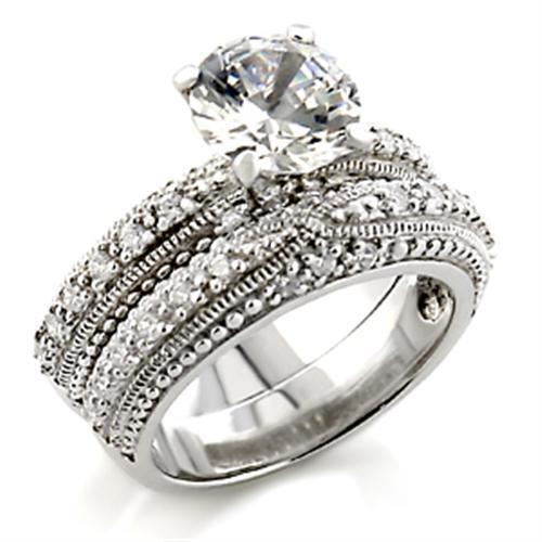 5X024 - Brass Ring Rhodium Women AAA Grade CZ Clear