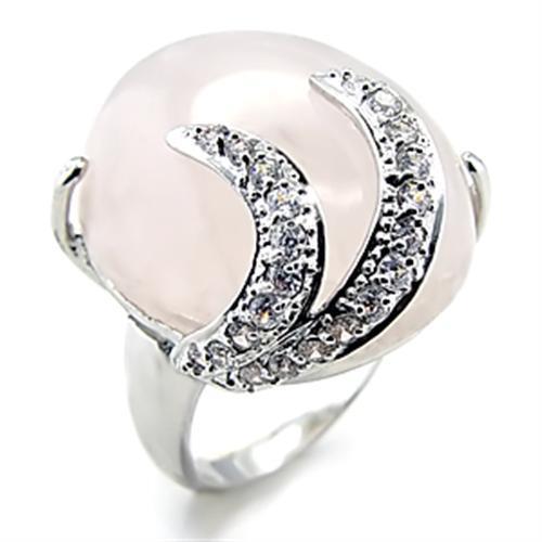 6X028 - Brass Ring Rhodium Women Precious Stone Light Rose