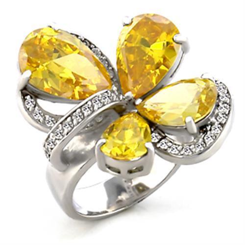 6X044 - Brass Ring Rhodium Women AAA Grade CZ Topaz