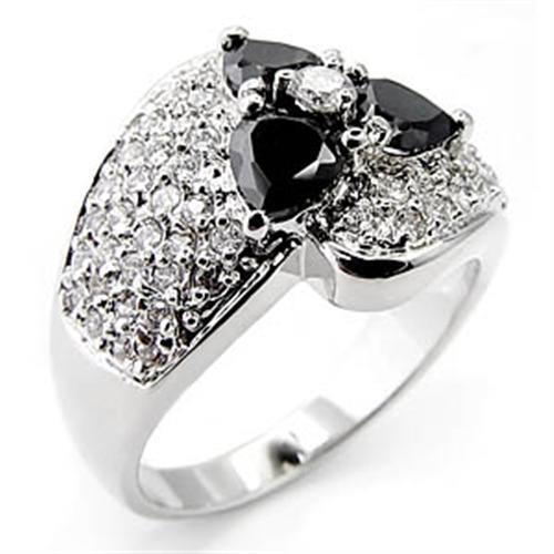 6X548 - Brass Ring Rhodium Women AAA Grade CZ Jet