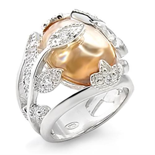 70308 - Brass Ring Rhodium Women AAA Grade CZ Champagne