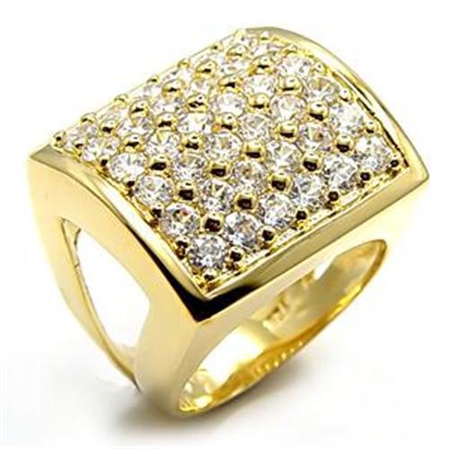 7X003 - Brass Ring Gold Women AAA Grade CZ Clear