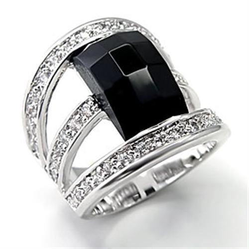 7X055 - Brass Ring Rhodium Women AAA Grade CZ Jet