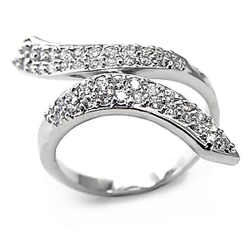 7X076 - Brass Ring Rhodium Women AAA Grade CZ Clear