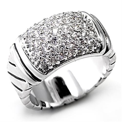 7X080 - Brass Ring Rhodium Women AAA Grade CZ Clear