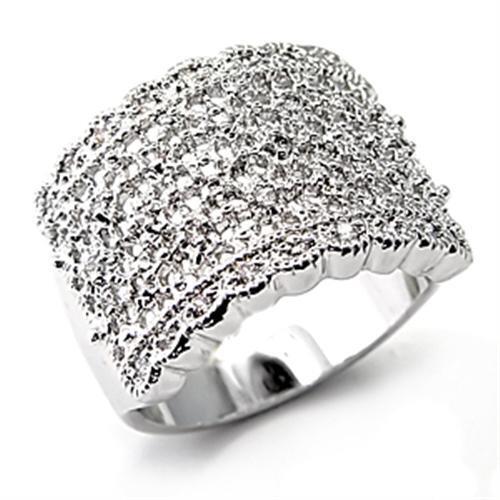 7X094 - Brass Ring Rhodium Women AAA Grade CZ Clear