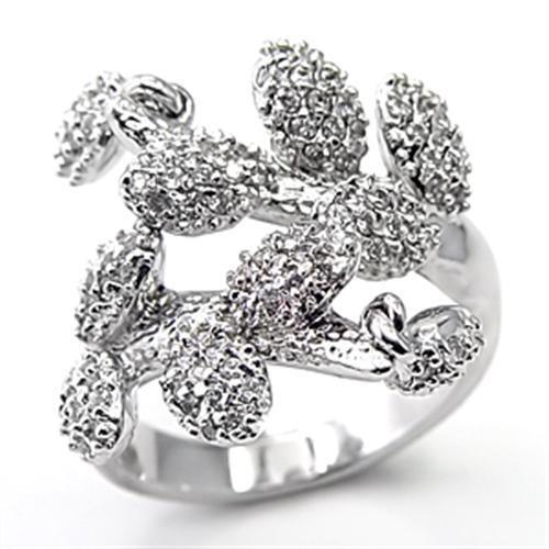 7X105 - Brass Ring Rhodium Women AAA Grade CZ Clear