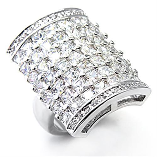 7X116 - Brass Ring Rhodium Women AAA Grade CZ Clear