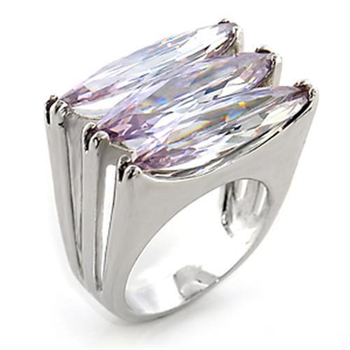 80306 - Brass Ring Rhodium Women AAA Grade CZ Light Amethyst