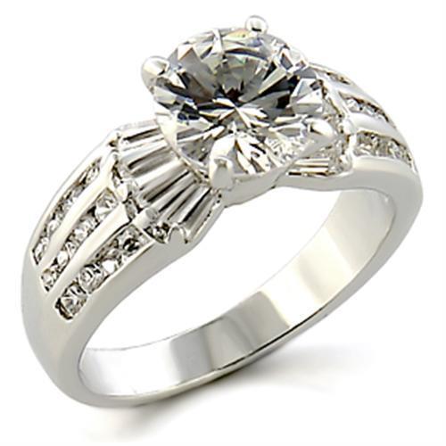 96313 - Brass Ring Rhodium Women AAA Grade CZ Clear