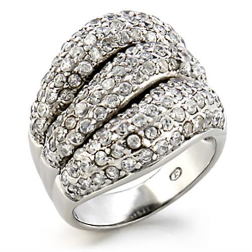 9W123 - Brass Ring Rhodium Women AAA Grade CZ Clear