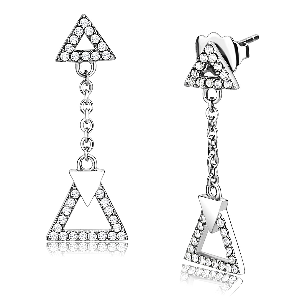 DA068 - Stainless Steel Earrings High polished (no plating) Women AAA Grade CZ Clear