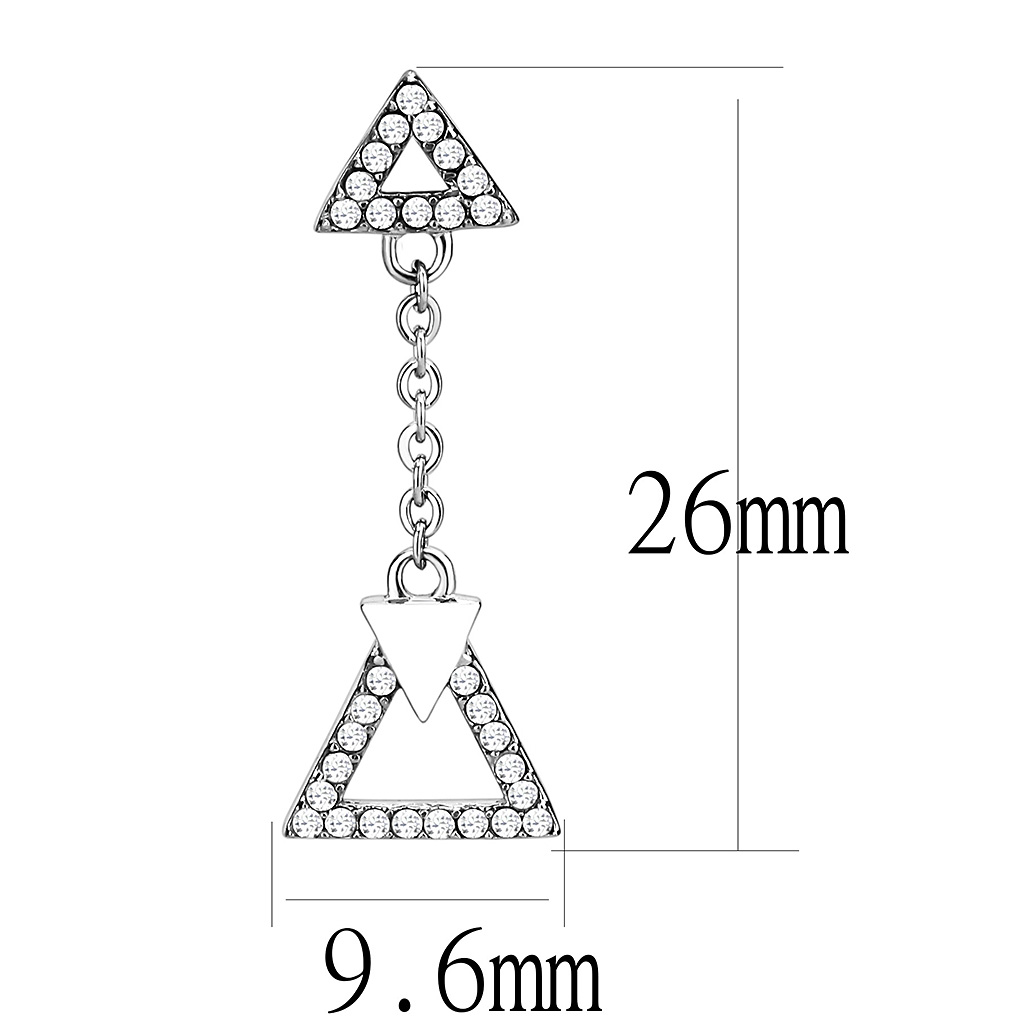 DA068 - Stainless Steel Earrings High polished (no plating) Women AAA Grade CZ Clear