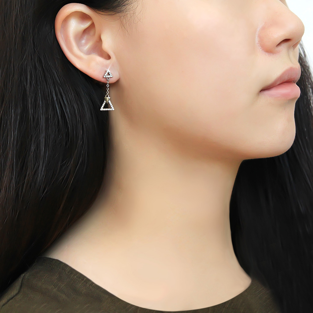 DA068 - Stainless Steel Earrings High polished (no plating) Women AAA Grade CZ Clear