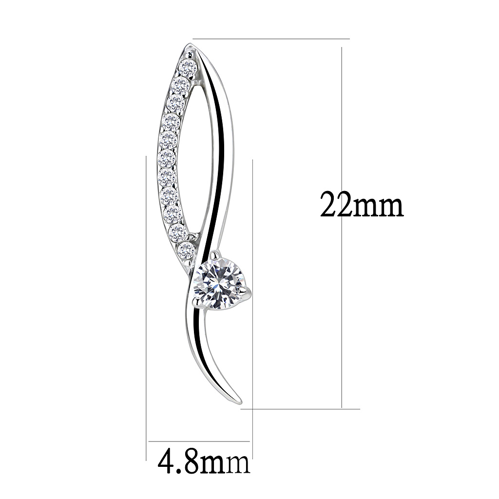 DA080 - Stainless Steel Earrings High polished (no plating) Women AAA Grade CZ Clear