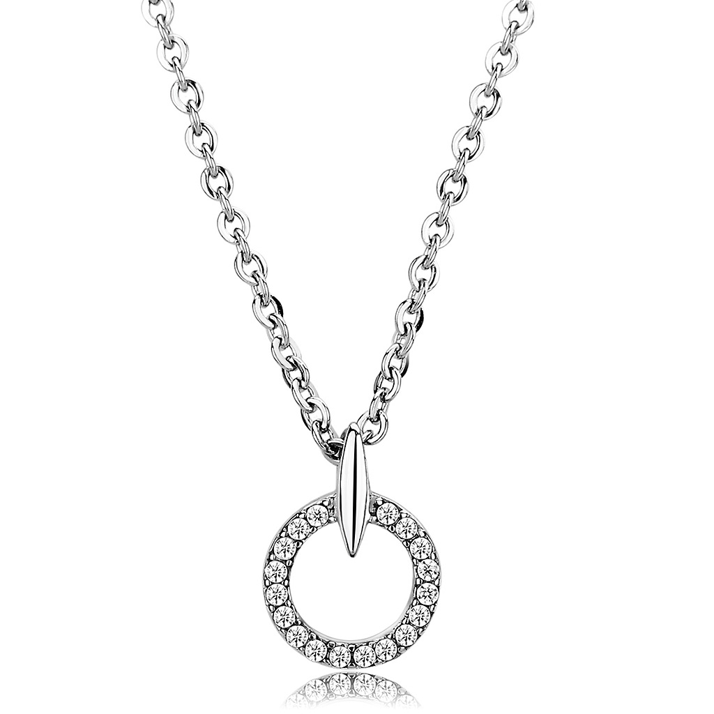 DA091 - Stainless Steel Chain Pendant High polished (no plating) Women AAA Grade CZ Clear
