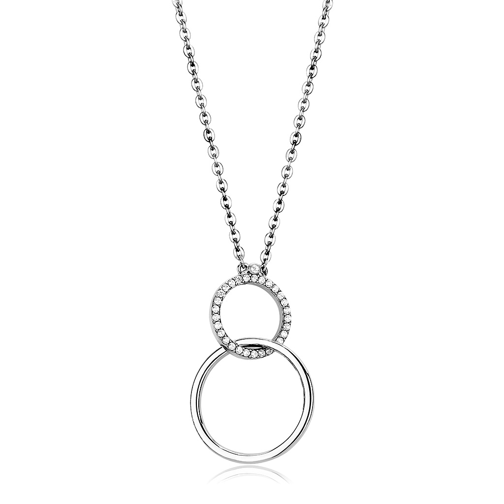 DA097 - Stainless Steel Chain Pendant High polished (no plating) Women AAA Grade CZ Clear