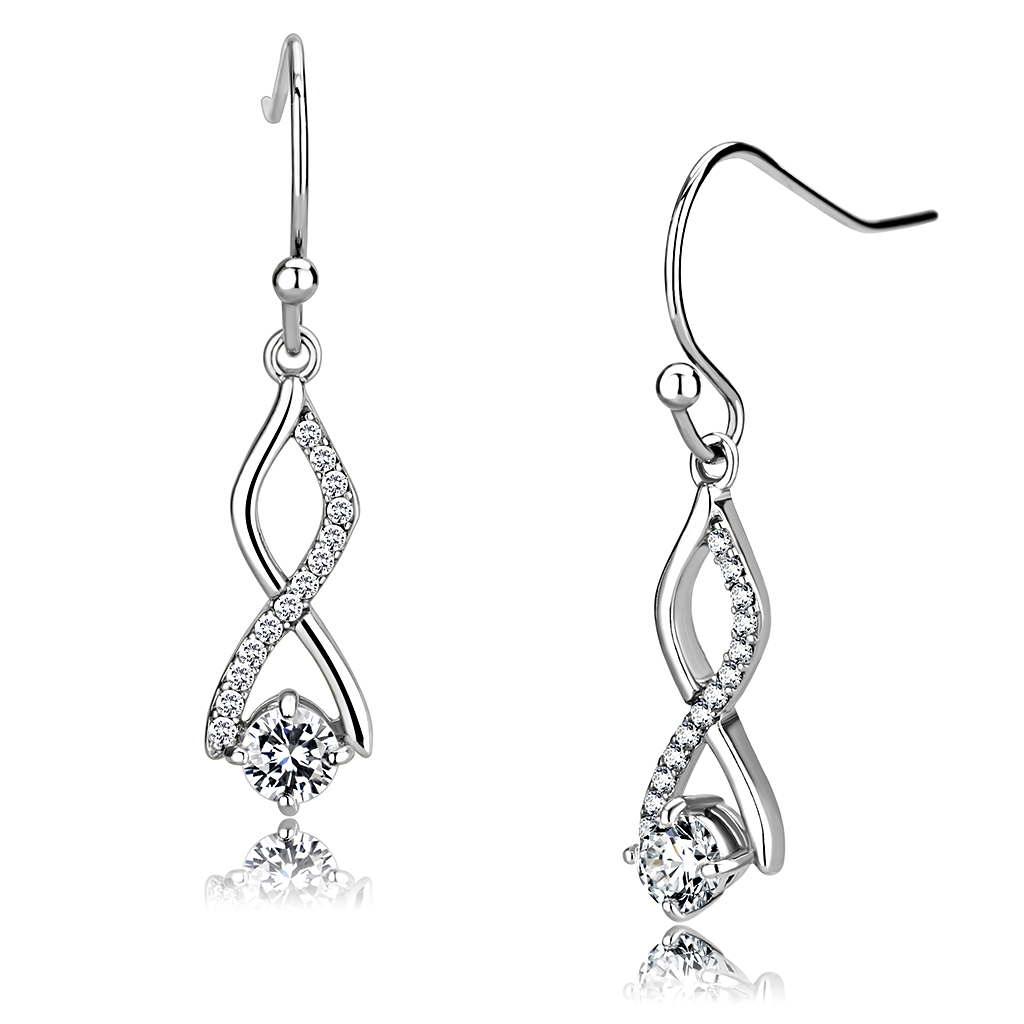 DA181 - Stainless Steel Earrings High polished (no plating) Women AAA Grade CZ Clear