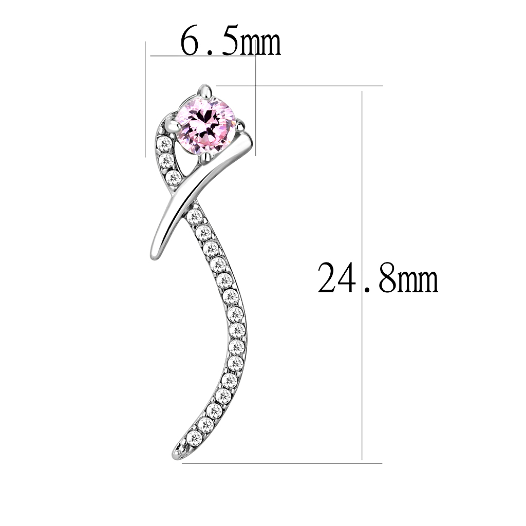 DA188 - Stainless Steel Earrings High polished (no plating) Women AAA Grade CZ Rose