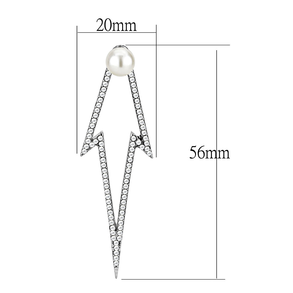 DA299 - Stainless Steel Earrings High polished (no plating) Women Synthetic White