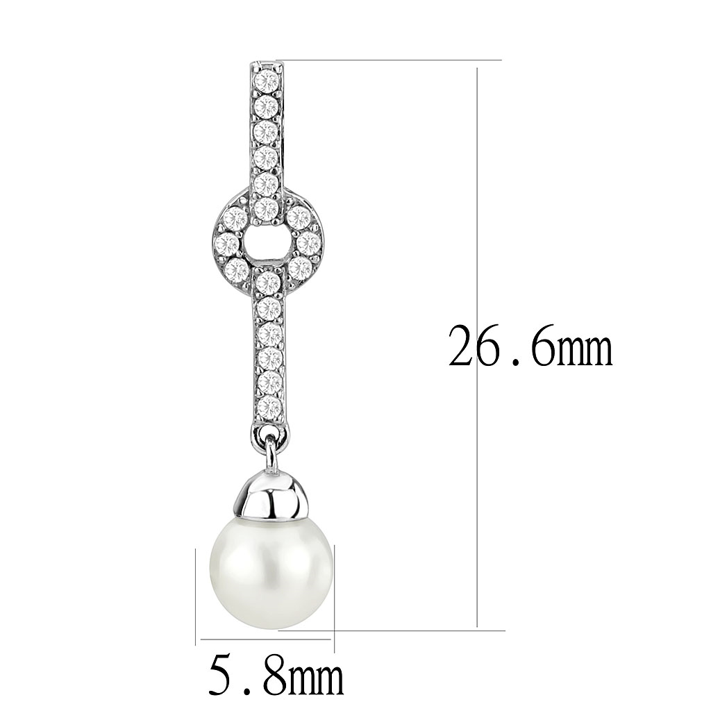DA370 - Stainless Steel Earrings High polished (no plating) Women Synthetic White