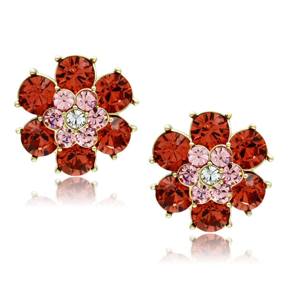 GL252 - Brass Earrings IP Gold(Ion Plating) Women Top Grade Crystal Multi Color