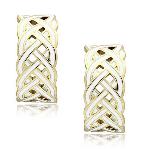 GL272 - Brass Earrings IP Gold(Ion Plating) Women Epoxy White