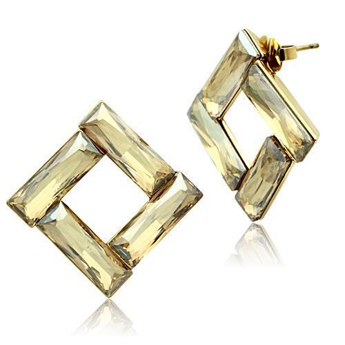 GL344 - Brass Earrings IP Gold(Ion Plating) Women Top Grade Crystal Topaz