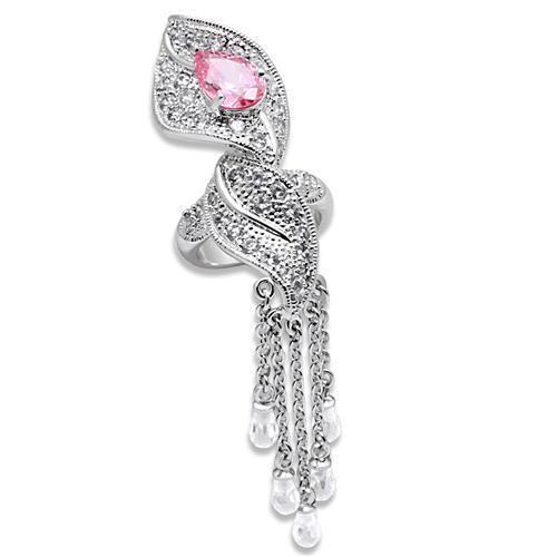 LO1010 - Brass Ring Rhodium Women AAA Grade CZ Rose