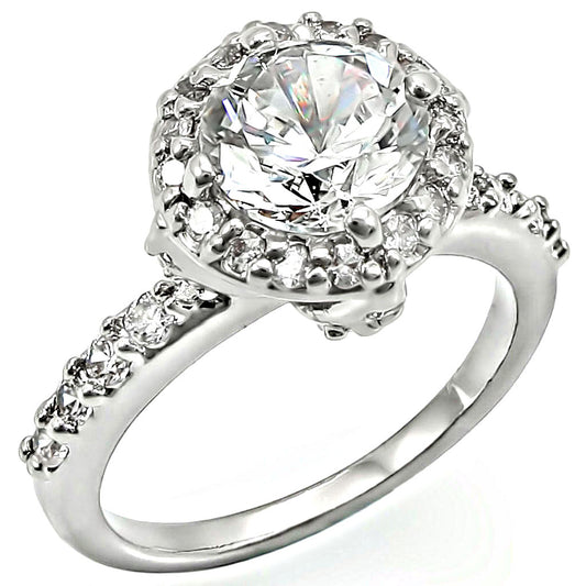 LO1254 - Brass Ring Rhodium Women AAA Grade CZ Clear