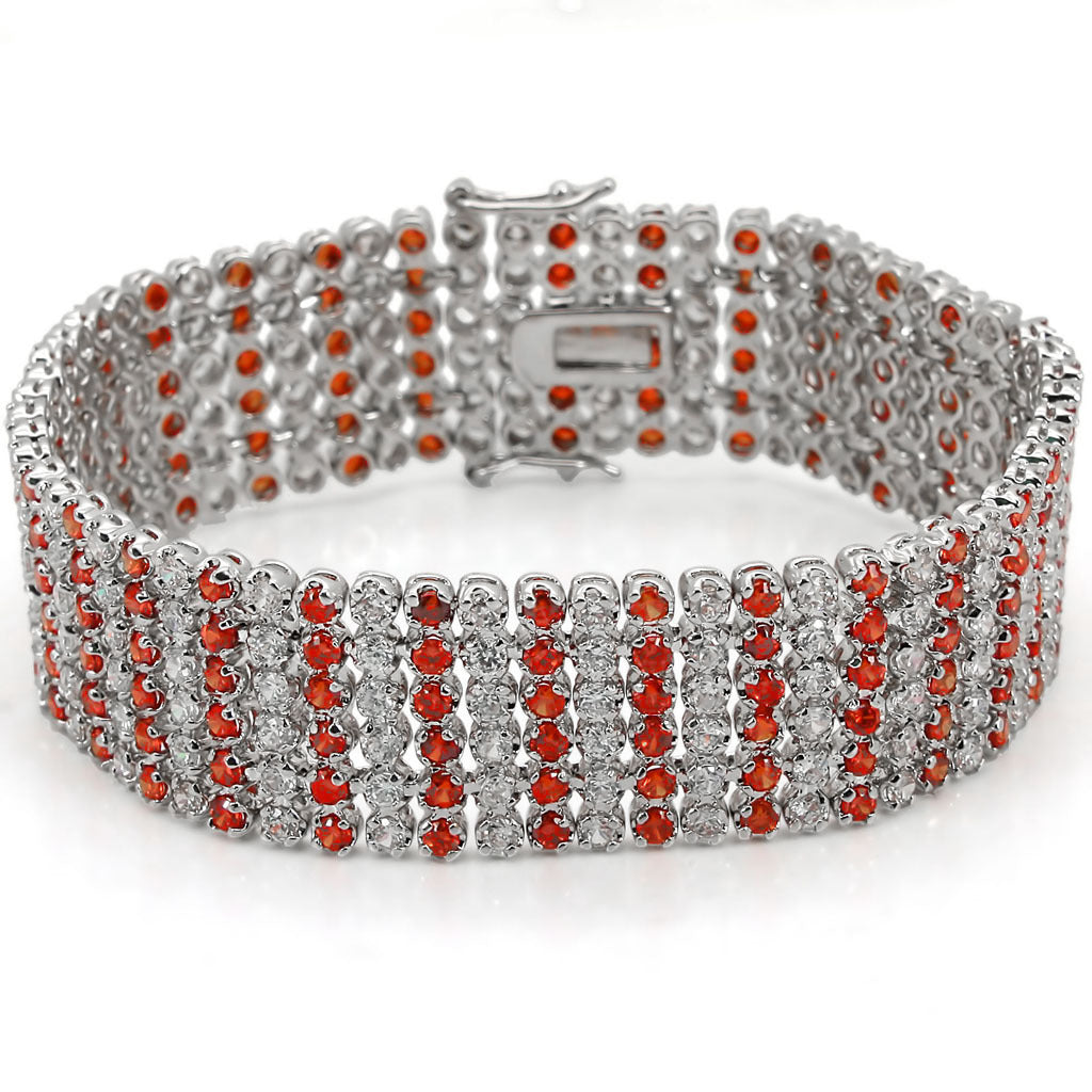 LO1282 - Brass Bracelet Rhodium Women AAA Grade CZ Orange