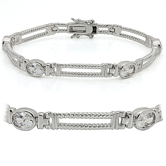 LO1393 - Brass Bracelet Rhodium Women AAA Grade CZ Clear