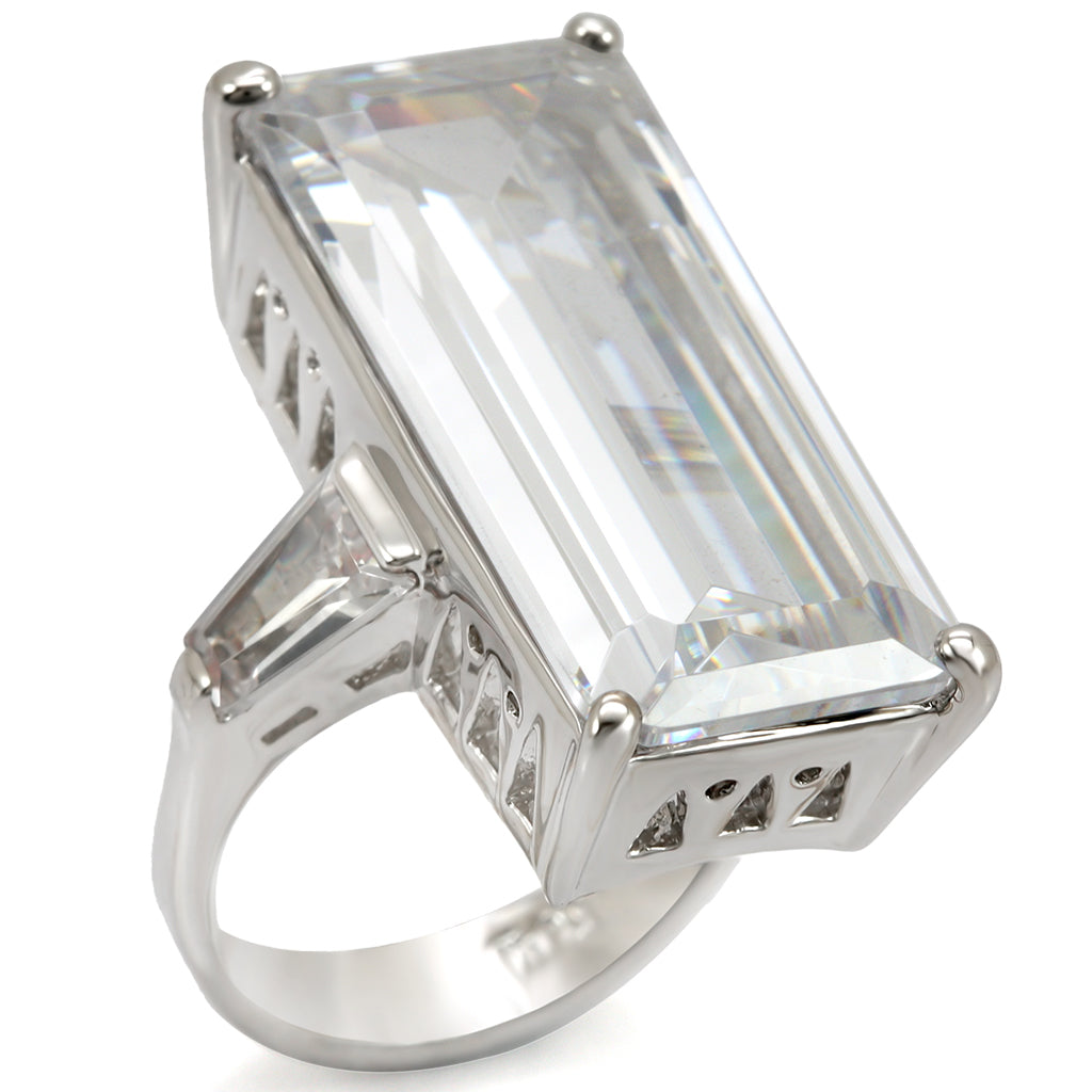 LO1429 - Brass Ring Rhodium Women AAA Grade CZ Clear