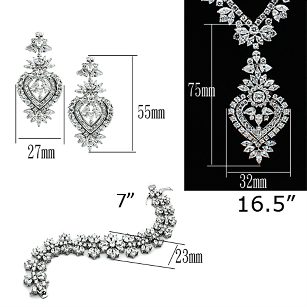 LO1447 - Brass Jewelry Sets Rhodium Women AAA Grade CZ Clear