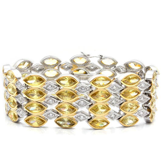LO1459 - Brass Bracelet Gold+Rhodium Women AAA Grade CZ Topaz