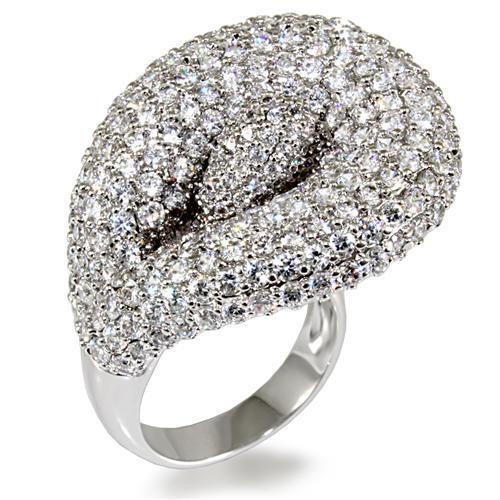 LO1482 - Brass Ring Rhodium Women AAA Grade CZ Clear