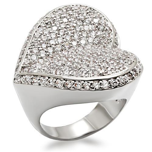 LO1492 - Brass Ring Rhodium Women AAA Grade CZ Clear