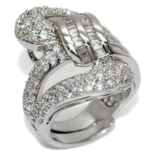 LO1537 - Brass Ring Rhodium Women AAA Grade CZ Clear