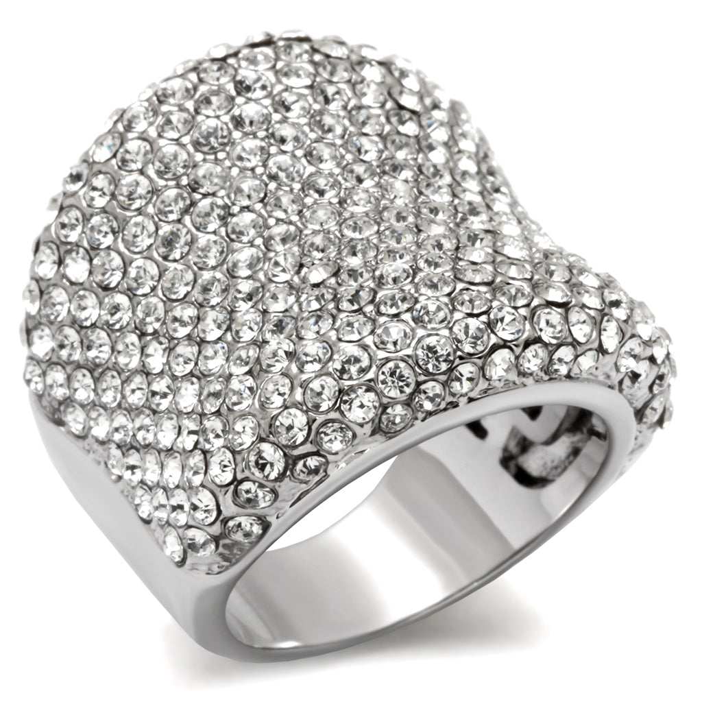 LO1765 - Brass Ring Rhodium Women Top Grade Crystal Clear