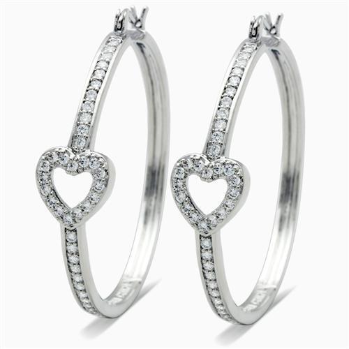 LO1941 - Brass Earrings Rhodium Women AAA Grade CZ Clear